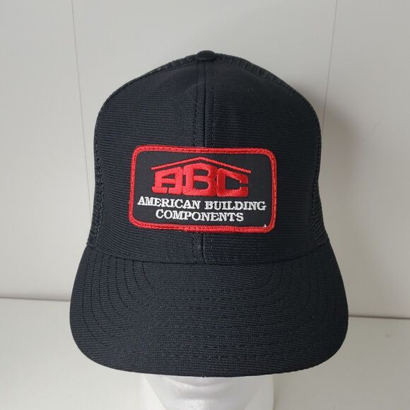 A B C American Building Materials Patch Snapback Hat Black Mesh Trucker Cap USA - Picture 1 of 8